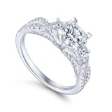 Gabriel & Co. 14k White Gold Contemporary 3 Stone Engagement Ring photo 3