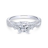 Gabriel & Co. 14k White Gold Contemporary 3 Stone Engagement Ring photo