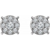 14K White 1/4 CTW Diamond Cluster Stud Earrings photo 2