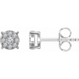 14K White 1/4 CTW Diamond Cluster Stud Earrings photo