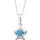 14K White 3 mm Round March Youth Star Birthstone 15 Necklace photo