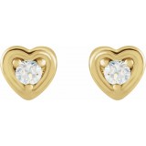 14K Yellow .03 CTW Diamond Youth Heart Earrings photo 2
