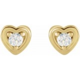 14K Yellow .03 CTW Diamond Youth Heart Earrings photo 2