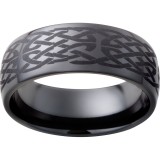 Black Diamond Ceramic Domed Band with Knot Laser Engraving photo