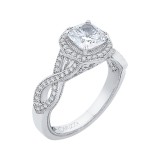 Shah Luxury 14K Two-Tone Gold Cushion Cut Diamond Halo Engagement Ring with Split Shank (Semi-Mount) photo 2
