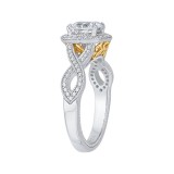 Shah Luxury 14K Two-Tone Gold Cushion Cut Diamond Halo Engagement Ring with Split Shank (Semi-Mount) photo 3
