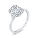 Shah Luxury Emerald Cut Diamond Engagement Ring with Round Shank In 14K White Gold (Semi-Mount) photo 2