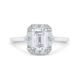 Shah Luxury Emerald Cut Diamond Engagement Ring with Round Shank In 14K White Gold (Semi-Mount) photo