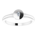 14K White .05 CT Diamond Signet Ring photo 3