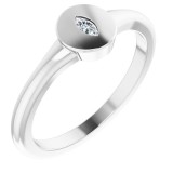 14K White .05 CT Diamond Signet Ring photo