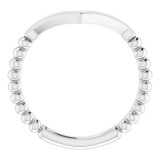 14K White Stackable Beaded V Ring photo 2