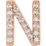 14K Rose .06 CTW Diamond Single Initial N Earring photo