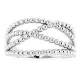 14K White Beaded Criss-Cross Ring photo 3