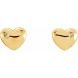 14K Yellow .02 CTW Diamond Heart Earrings photo 2