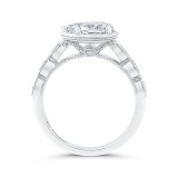 Shah Luxury 14K White Gold Split Shank Pear Diamond Halo Engagement Ring (Semi-Mount) photo 4