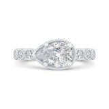 Shah Luxury 14K White Gold Split Shank Pear Diamond Halo Engagement Ring (Semi-Mount) photo