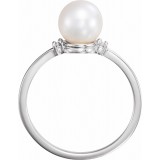 14K White Freshwater Cultured Pearl & .025 CTW Diamond Ring photo 2