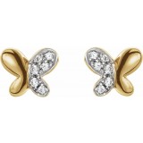 14K Yellow .04 CTW Diamond Butterfly Earrings photo 2