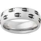 Serinium Domed Band with Deer Tracks Laser Engraving photo