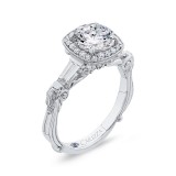 Shah Luxury 14K White Gold Round Diamond Halo Engagement Ring (Semi-Mount) photo 2