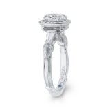 Shah Luxury 14K White Gold Round Diamond Halo Engagement Ring (Semi-Mount) photo 3