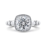 Shah Luxury 14K White Gold Round Diamond Halo Engagement Ring (Semi-Mount) photo