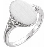 14K White 13x9 mm Oval Signet Ring photo