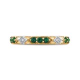 Shah Luxury 14K Two-Tone Gold Round Diamond and Green Tsavorite Wedding Band photo