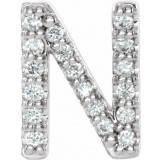 14K White .06 CTW Diamond Single Initial N Earring photo