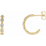 14K Yellow 3/8 CTW Diamond Beaded Hoop Earrings photo