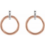 14K White & Rose Circle Dangle Earrings photo 3