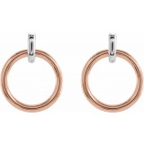 14K White & Rose Circle Dangle Earrings photo 3