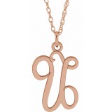 14K Rose Script Initial U 16-18 Necklace photo