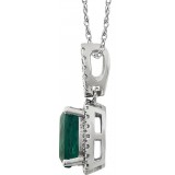14K White Created Emerald & .03 CTW Diamond 18 Necklace photo 2
