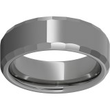 Rugged Tungsten  8mm Faceted Beveled Edge Polished Band photo