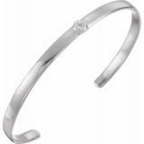 14K White 1/10 CT Diamond Cuff 6 Bracelet photo