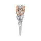 Shah Luxury 14K Two-Tone Gold Princess Diamond Floral Engagement Ring (Semi-Mount) photo 2