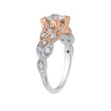 Shah Luxury 14K Two-Tone Gold Princess Diamond Floral Engagement Ring (Semi-Mount) photo 3