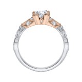 Shah Luxury 14K Two-Tone Gold Princess Diamond Floral Engagement Ring (Semi-Mount) photo 4