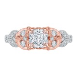 Shah Luxury 14K Two-Tone Gold Princess Diamond Floral Engagement Ring (Semi-Mount) photo