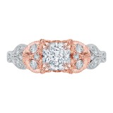 Shah Luxury 14K Two-Tone Gold Princess Diamond Floral Engagement Ring (Semi-Mount) photo