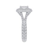 Shah Luxury 14K White Gold Princess Cut Diamond Double Halo Engagement Ring (Semi-Mount) photo 2
