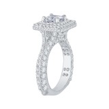 Shah Luxury 14K White Gold Princess Cut Diamond Double Halo Engagement Ring (Semi-Mount) photo 3