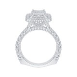 Shah Luxury 14K White Gold Princess Cut Diamond Double Halo Engagement Ring (Semi-Mount) photo 4