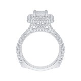 Shah Luxury 14K White Gold Princess Cut Diamond Double Halo Engagement Ring (Semi-Mount) photo 4