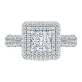 Shah Luxury 14K White Gold Princess Cut Diamond Double Halo Engagement Ring (Semi-Mount) photo