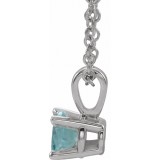 Platinum 6 mm Round Aquamarine Birthstone 16-18 Necklace photo 2