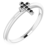 14K White .03 CTW Black Diamond Stackable Cross Ring photo