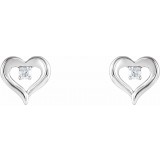 14K White 1/10 CTW Diamond Heart Stud Earrings photo 2