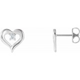 14K White 1/10 CTW Diamond Heart Stud Earrings photo